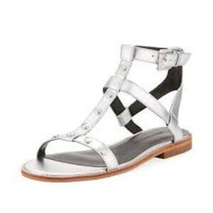 Rebecca Minkoff Womens Sandy Silver Leather Sandal Size 8.5